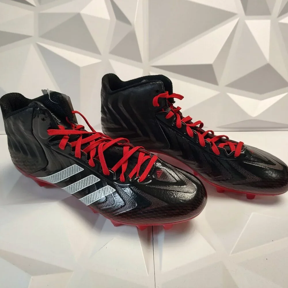 Adidas Mens Football Cleats 16 Black Red Shoe Lacrosse Crazyquick Mid Top - Picture 7 of 10
